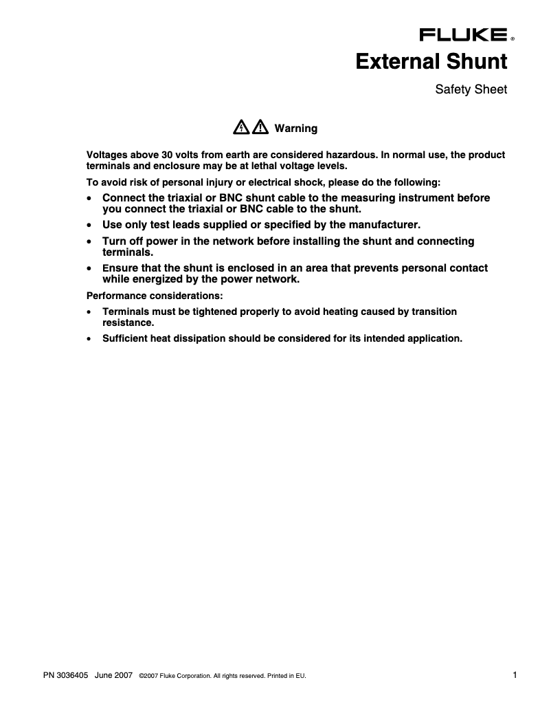 Page 1 de la notice Instructions de sécurité Fluke Norma 4000