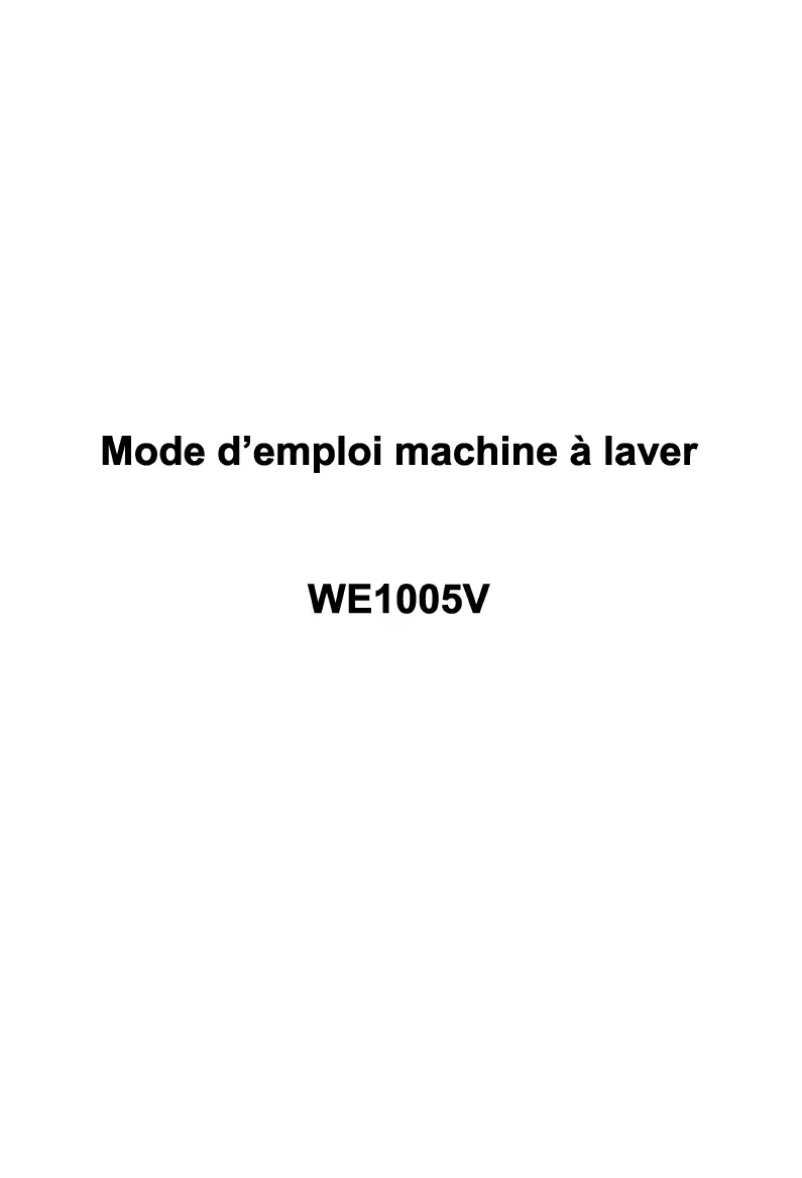 Page n°1 - Manuel utilisateur Welco WE 1005V