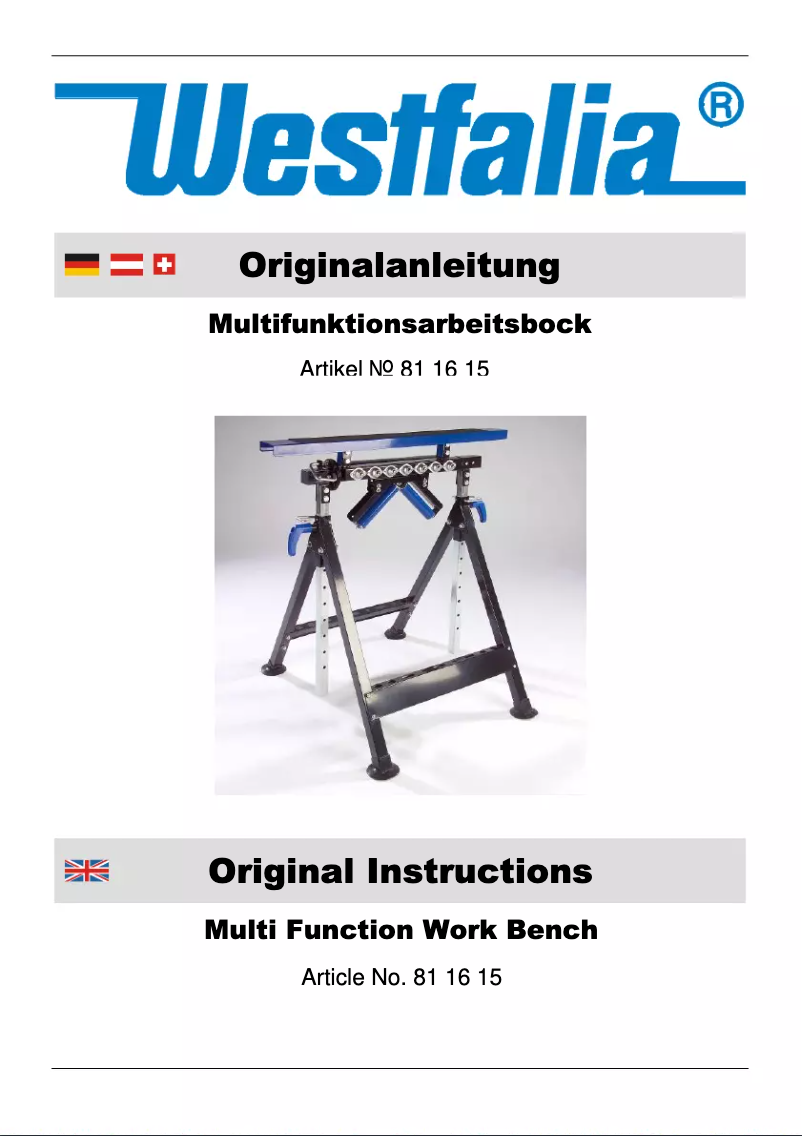 Page n°1 - Manuel utilisateur Westfalia 811615