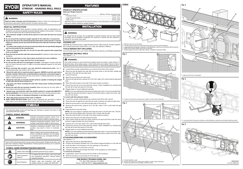 Page 1 de la notice Manuel utilisateur RYOBI STM503K