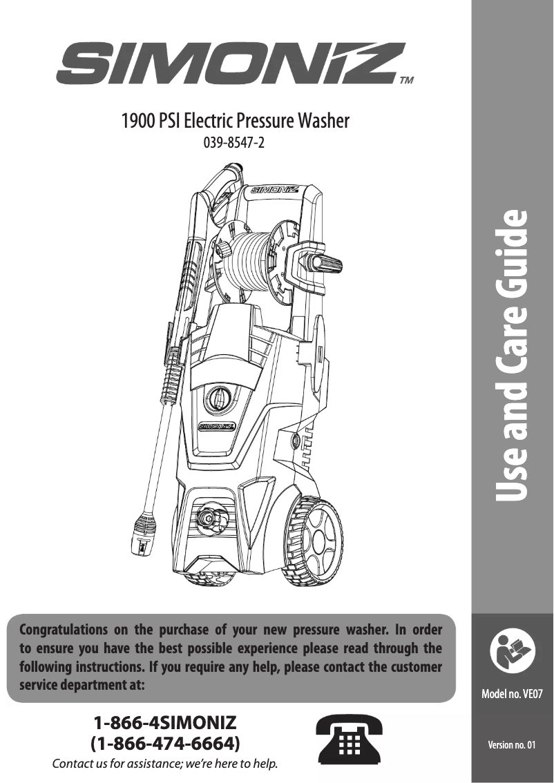 Page n°1 - Manuel utilisateur Simoniz 039-8547-2