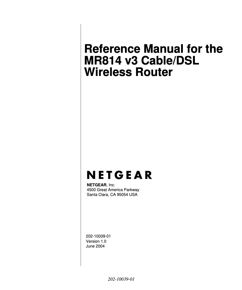 Page 1 de la notice Manuel utilisateur Netgear MR814v3