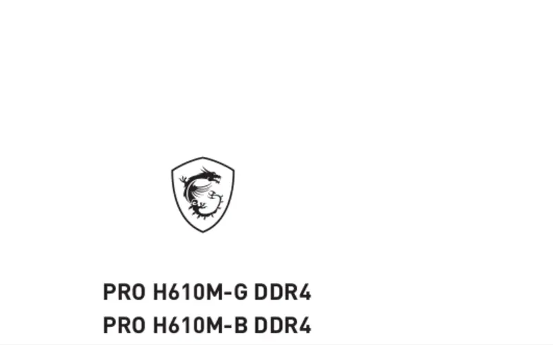 Page n°1 - Manuel utilisateur MSI PRO H610M-B DDR4