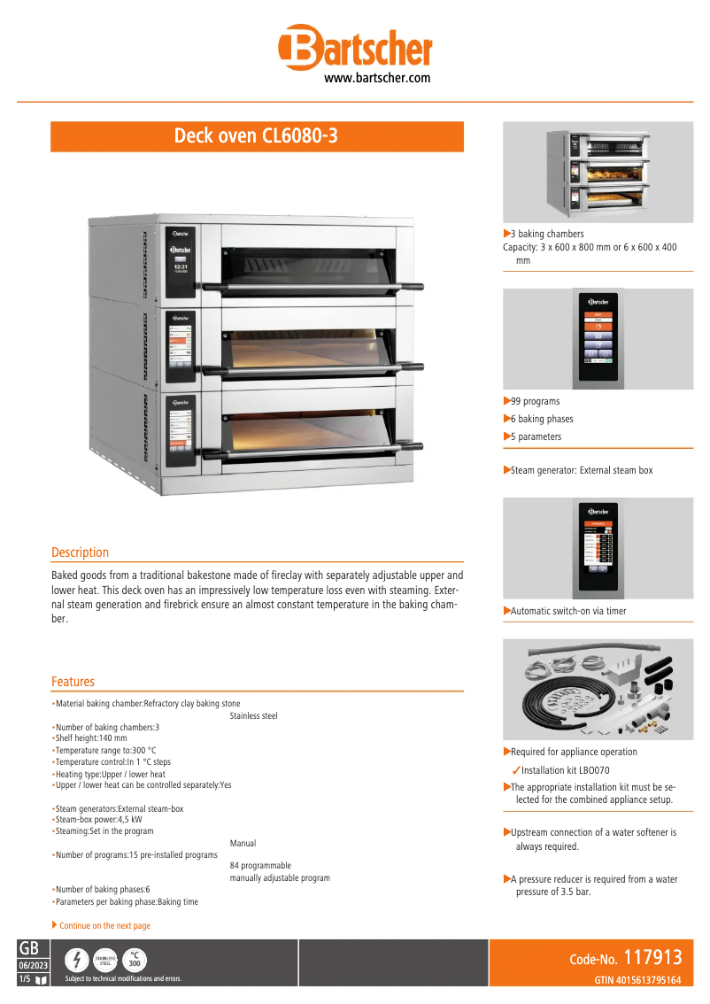 Page n°1 - Fiche technique Bartscher CL6080-3