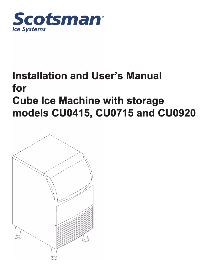 Page 1 de la notice Manuel d'utilisation et d'entretien Scotsman CU0415MA-1