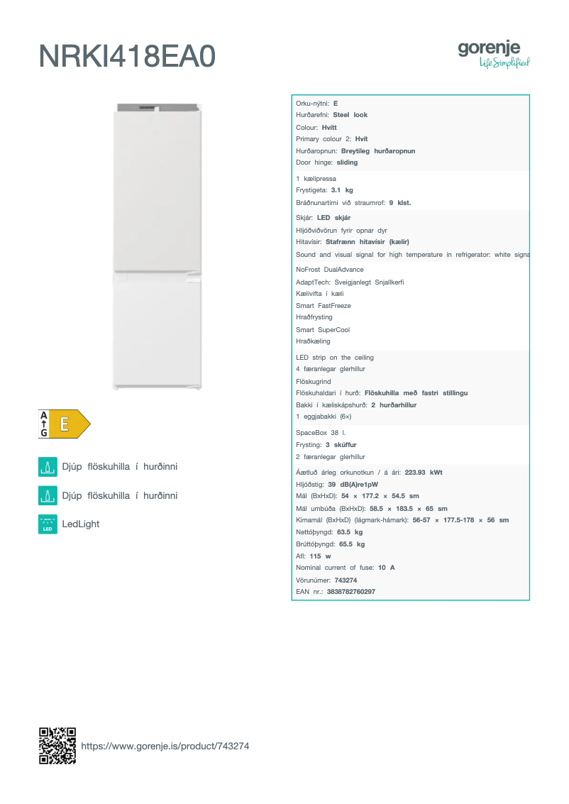 Page n°1 - Manuel utilisateur Gorenje NRKI418EA0