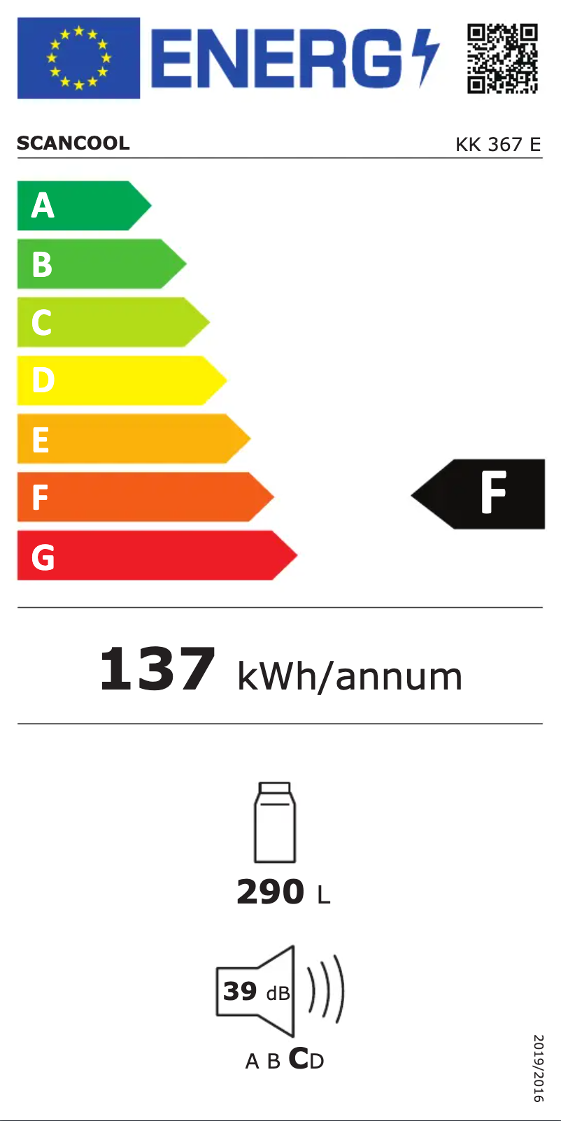 Page n°1 - Label énergétique Scancool KK 367 E