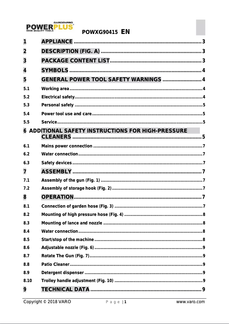 Page 1 de la notice Manuel utilisateur PowerPlus POWXG90415