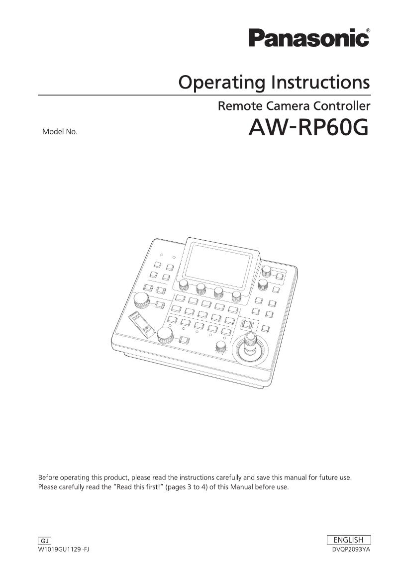 Page n°1 - Manuel utilisateur Panasonic AW-RP60G