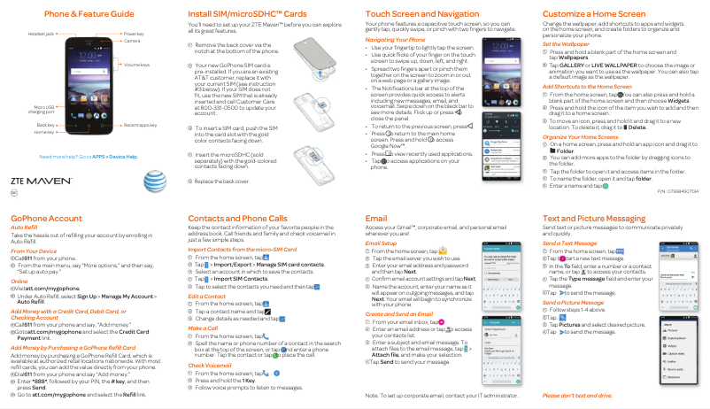 Page 1 de la notice Guide de démarrage rapide ZTE Maven
