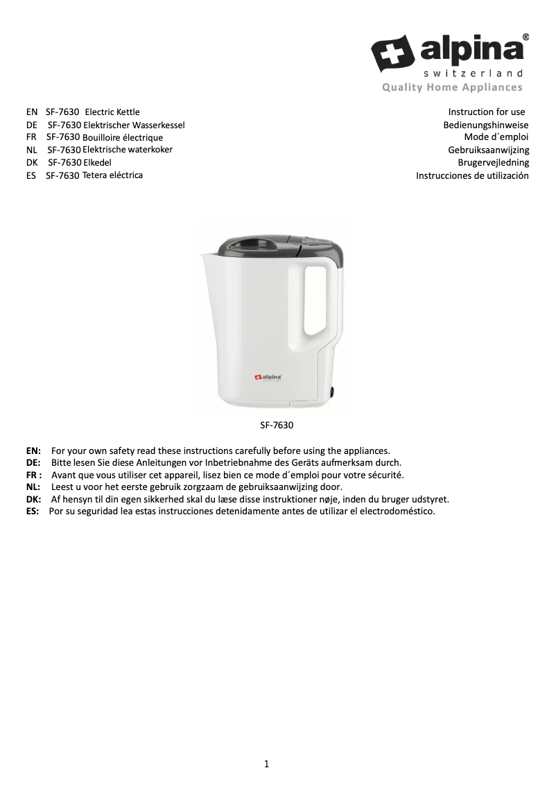 Página 1 del manual Manual de usuario Alpina SF-7630