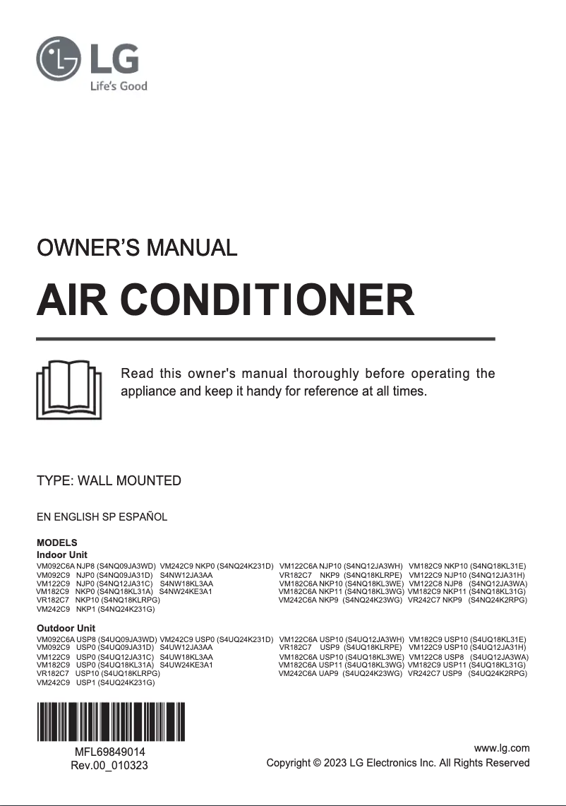 Page n°1 - Manuel utilisateur LG VR242C7