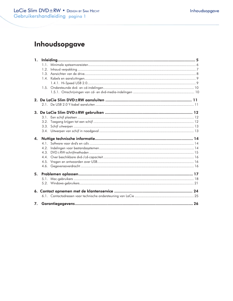 Page n°1 - Manuel utilisateur LaCie Slim DVD RW