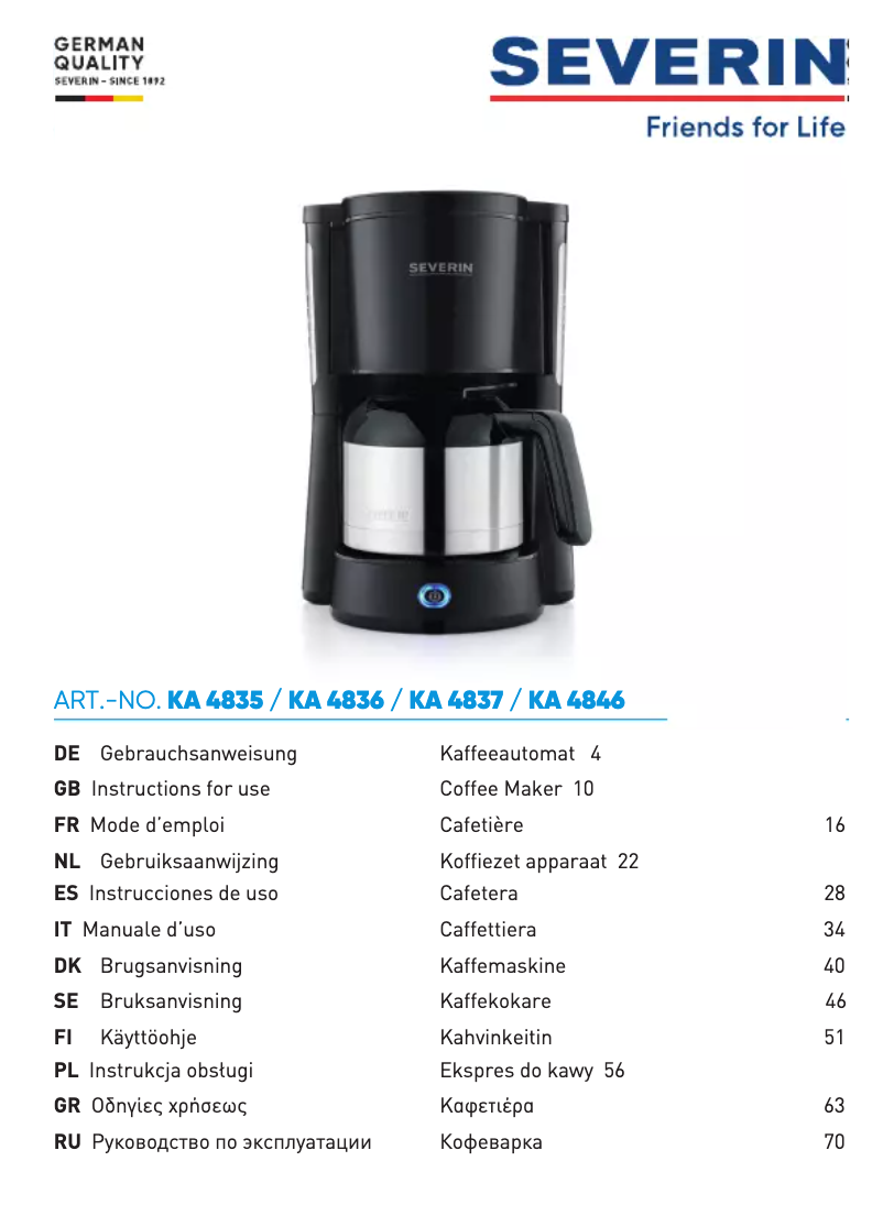 Image de la première page du manuel de l'appareil KA 4846