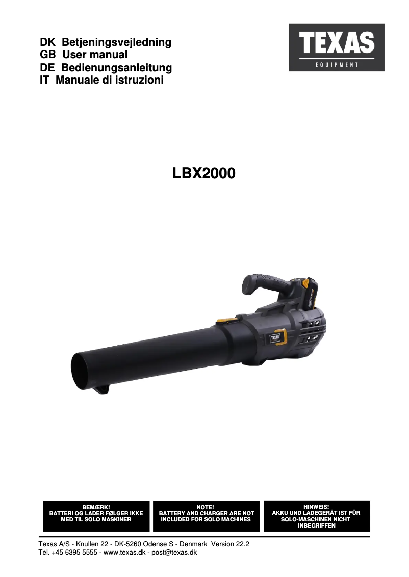 Página 1 del manual Manual de usuario Texas LBX2000