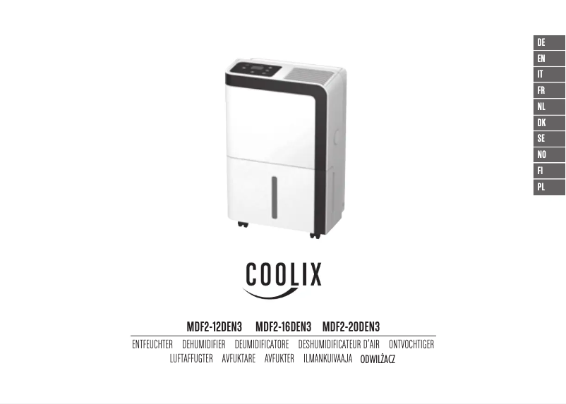 Page n°1 - Manuel utilisateur Coolix MDF2-16DEN3