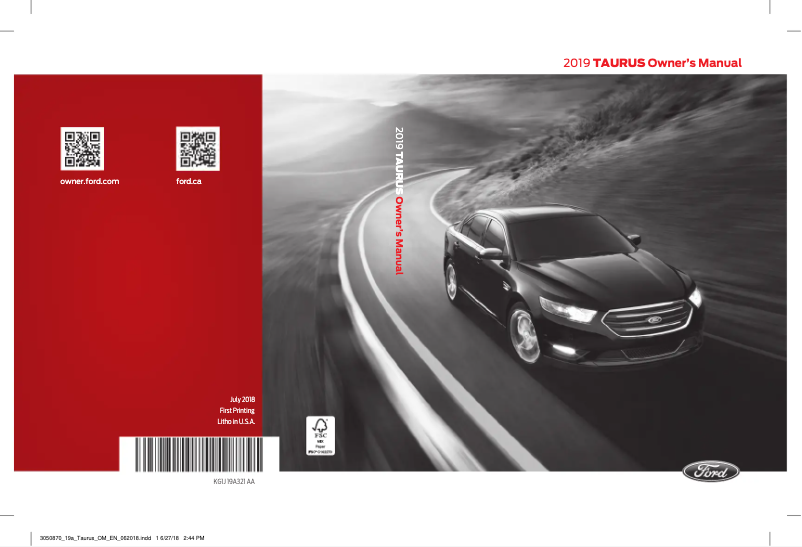 Page n°1 - Manuel utilisateur Ford Taurus (2019)