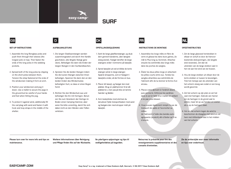 Image de la première page du manuel de l'appareil Surf