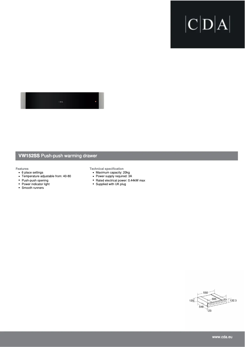 Page 1 de la notice Fiche technique CDA VW152SS