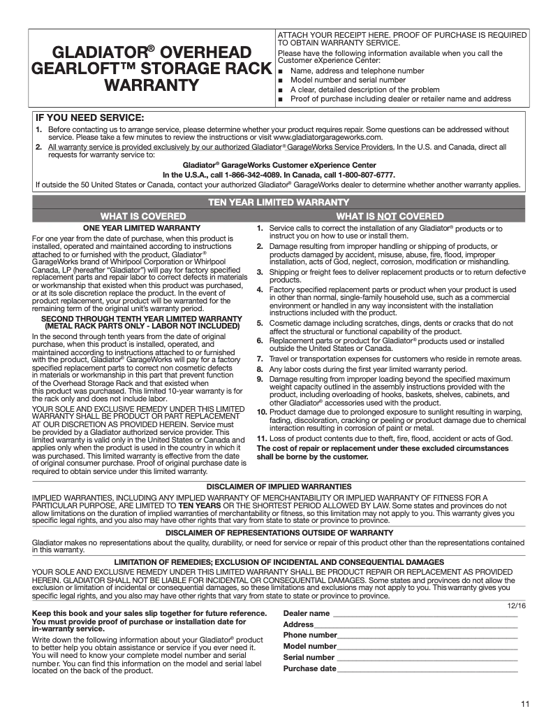 Page n°1 - Mode d'emploi Gladiator GALS48M4JW