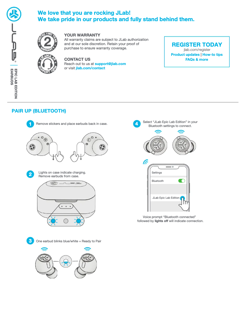Page 1 de la notice Manuel utilisateur JLab Epic Lab Edition
