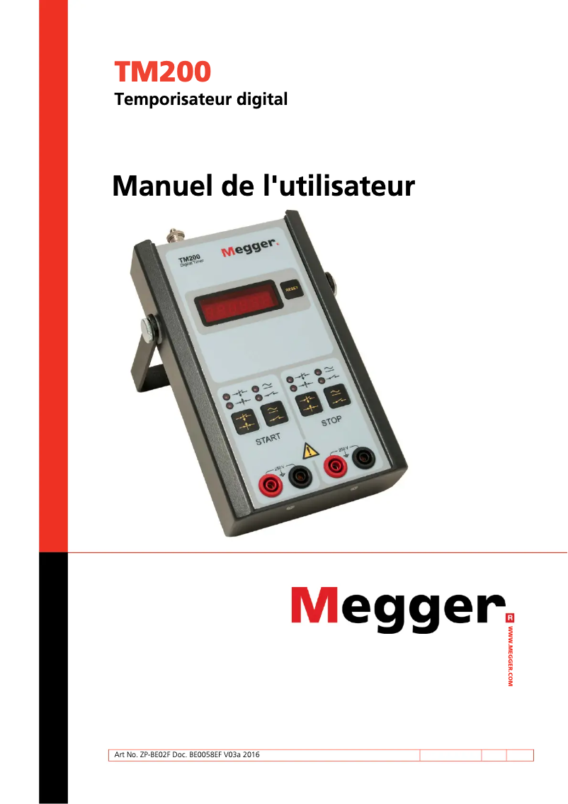 Page 1 de la notice Manuel utilisateur Megger TM200