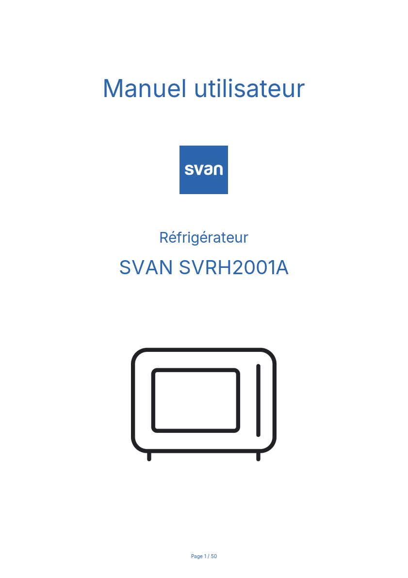 Page n°1 - Manuel utilisateur SVAN SVRH2001A