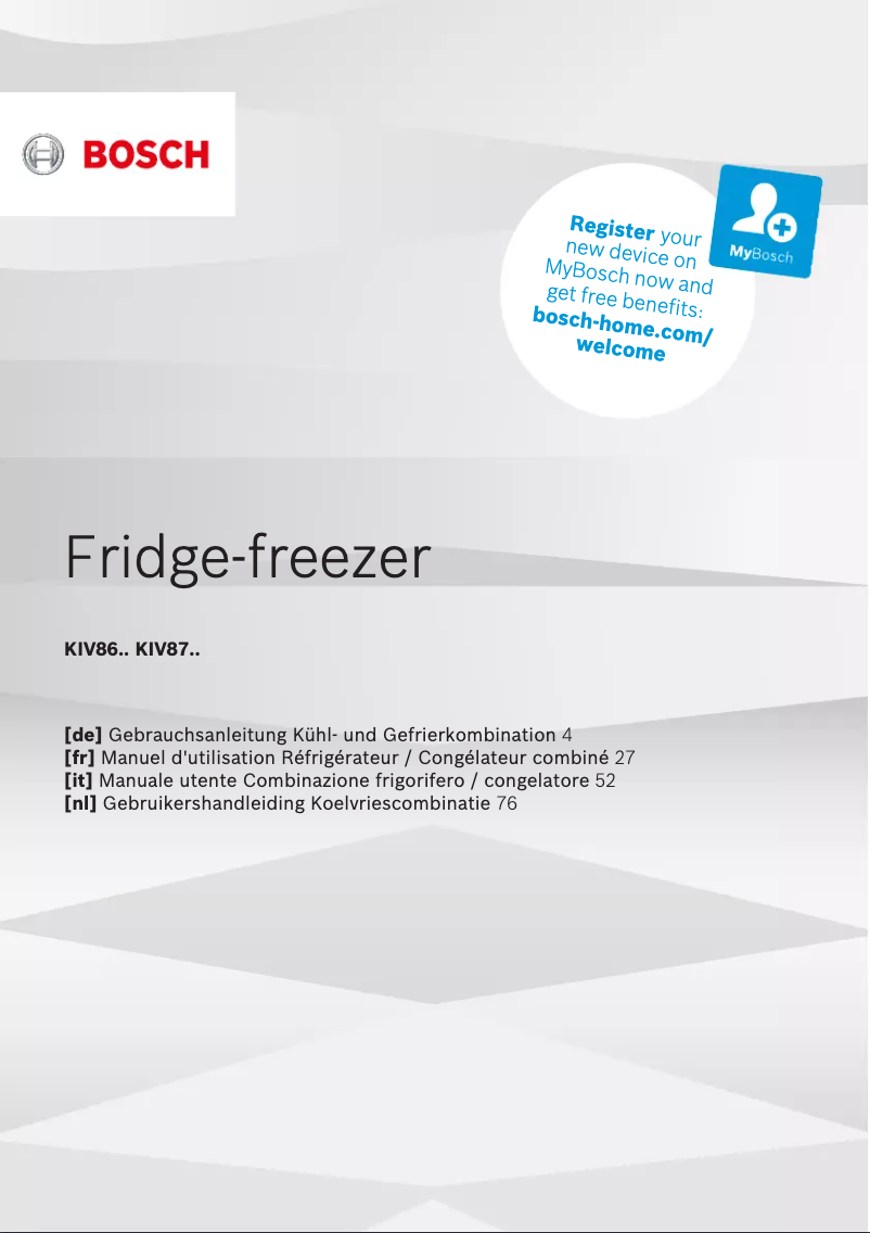 Page n°1 - Manuel utilisateur Bosch KGH86NSE0