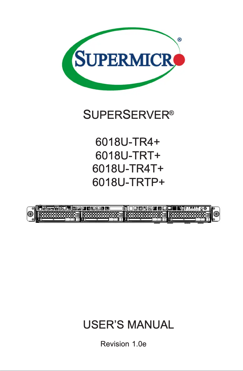 Image de la première page du manuel de l'appareil SuperServer 6018U-TRTP+