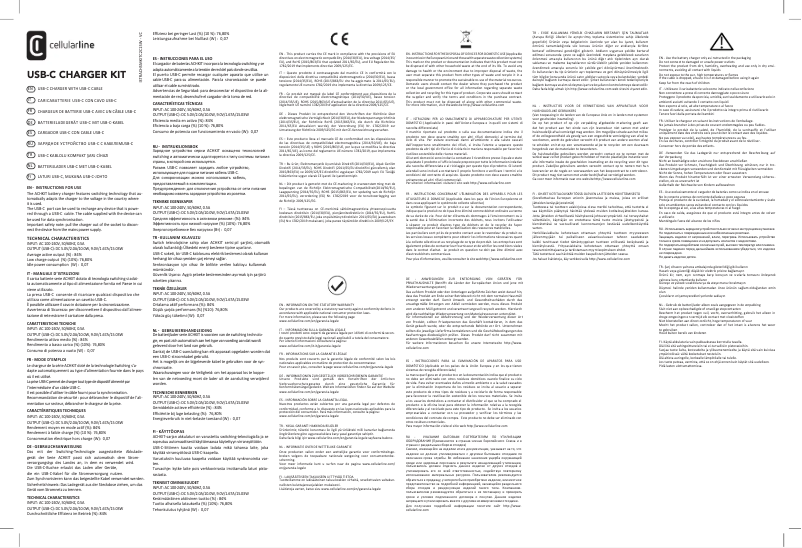 Page 1 de la notice Manuel utilisateur Cellular Line USB-C Charger Kit