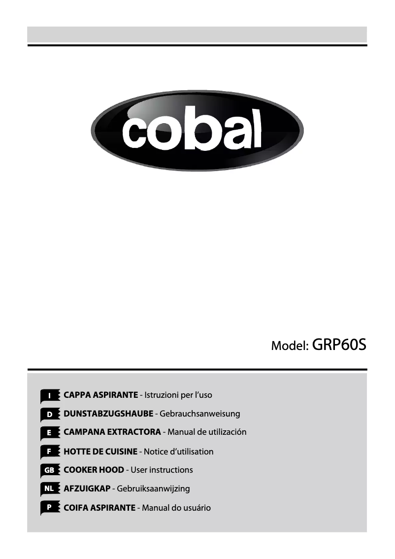 Page 1 de la notice Manuel utilisateur Cobal GRP60S
