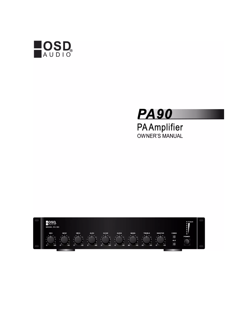 Page 1 de la notice Manuel utilisateur OSD Audio PA90