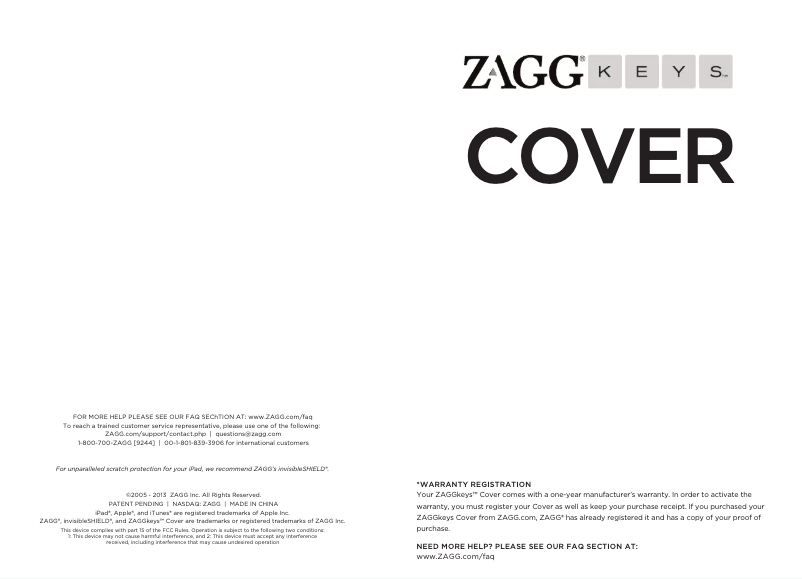 Page n°1 - Manuel utilisateur Zagg BZKFHCWHLIT105