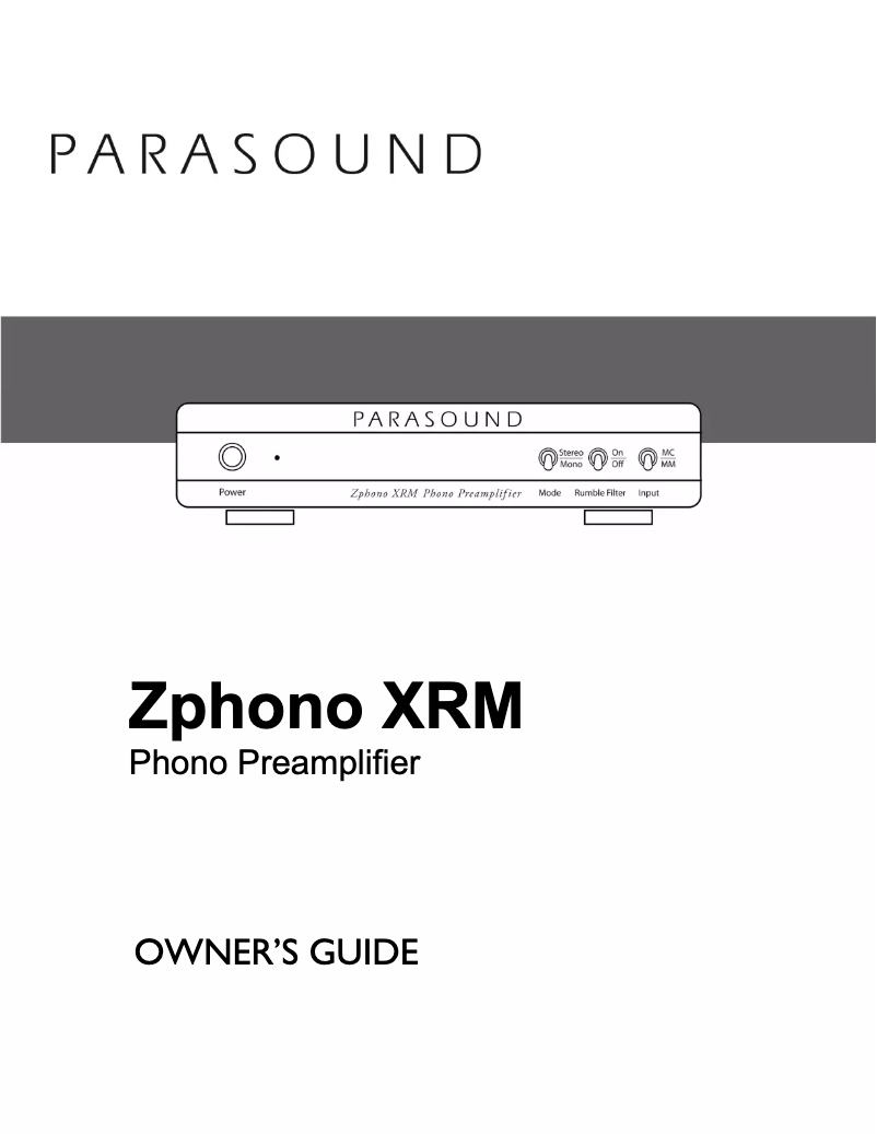 Page 1 de la notice Manuel utilisateur Parasound Zphono XRM