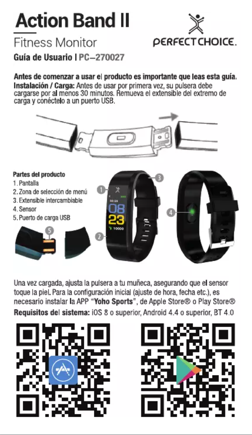 Page 1 de la notice Manuel utilisateur Perfect Choice Action Band II