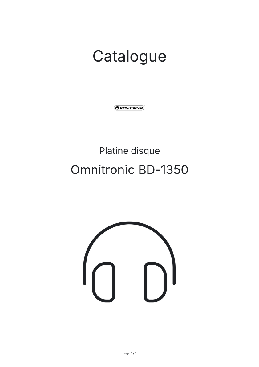 Page n°1 - Catalogue Omnitronic BD-1350