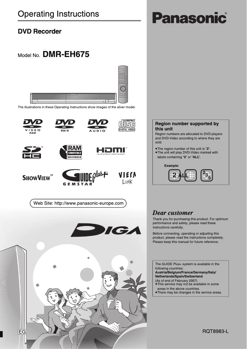 Page 1 of the manual User Manual Panasonic DMR-EH675