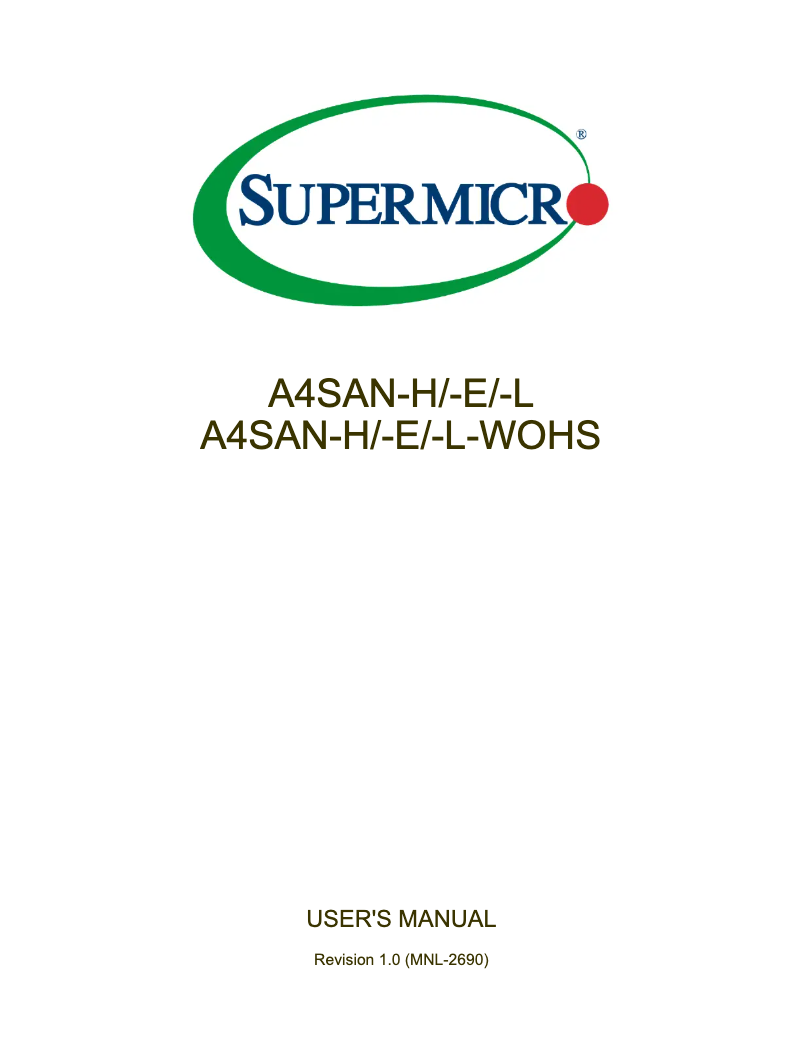 Page n°1 - Manuel utilisateur Supermicro A4SAN-E