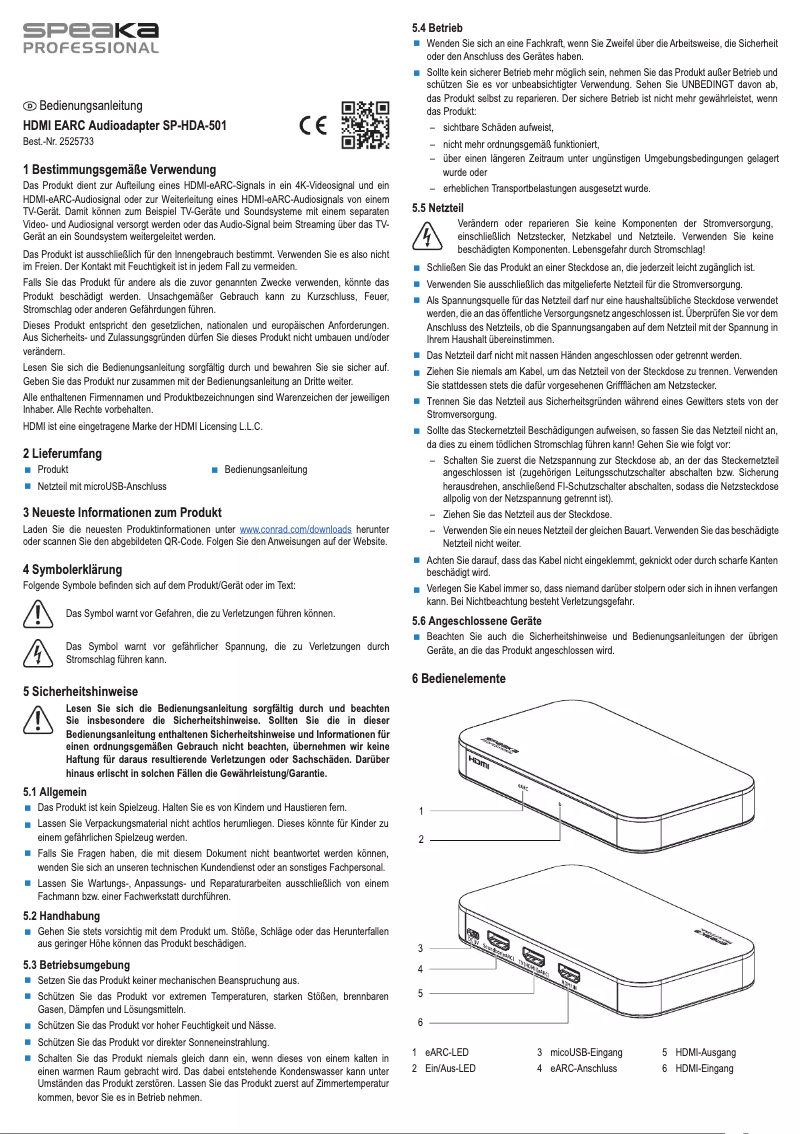 Page n°1 - Manuel utilisateur Speaka SP-HDA-501