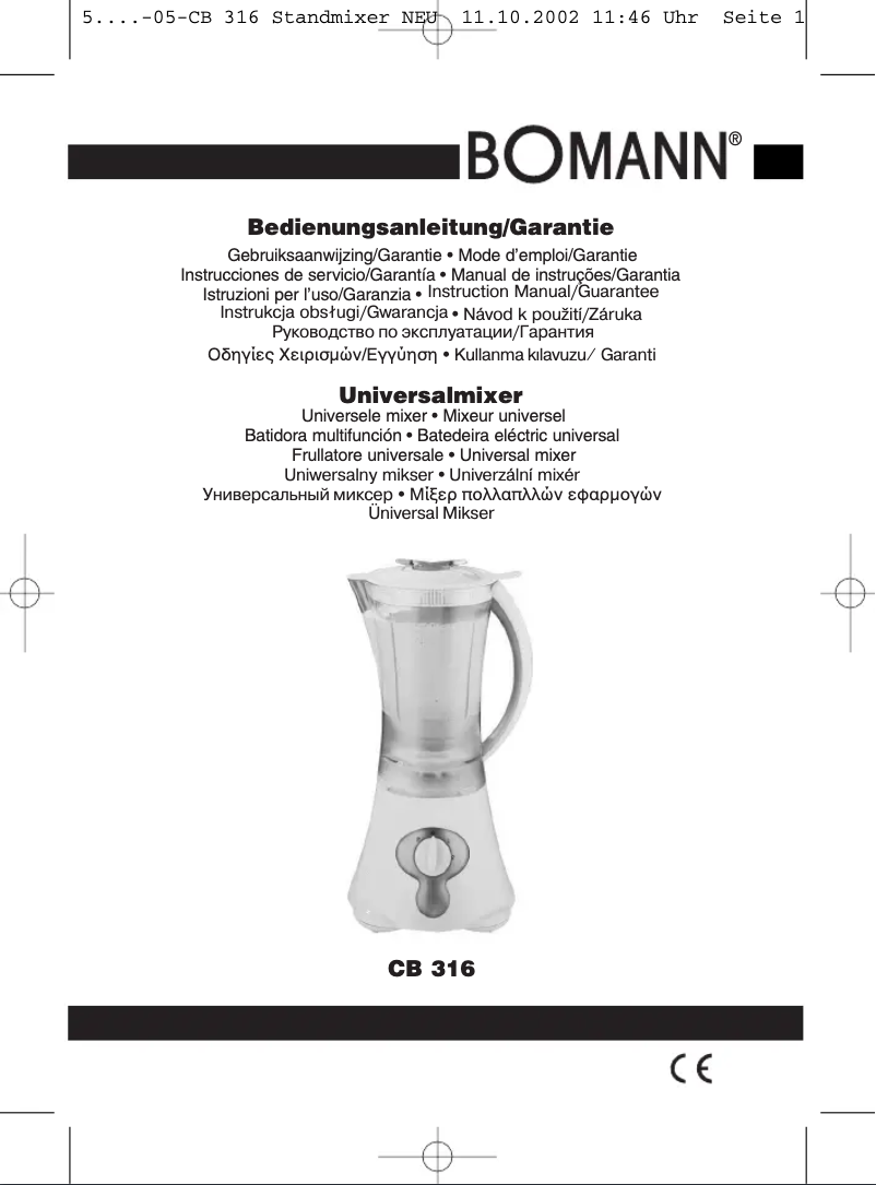 Image de la première page du manuel de l'appareil CB 316