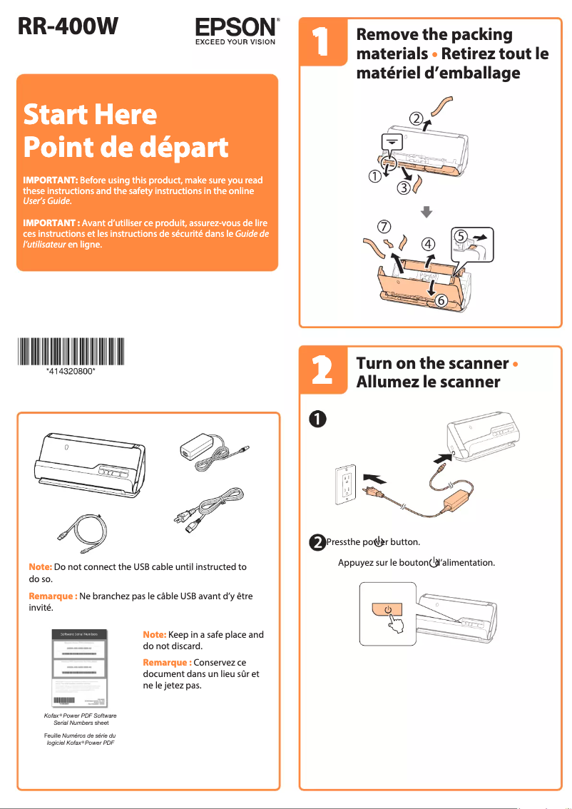 Page 1 de la notice Manuel utilisateur Epson RR-400W