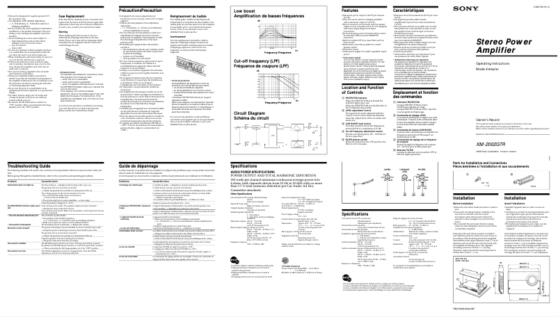 Page 1 de la notice Manuel utilisateur Sony XM-2002GTR