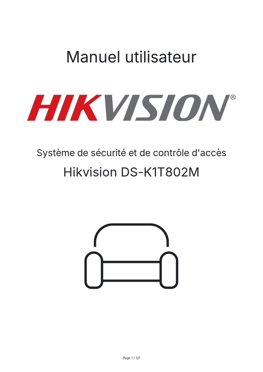 Page n°1 - Manuel utilisateur Hikvision DS-K1T802M