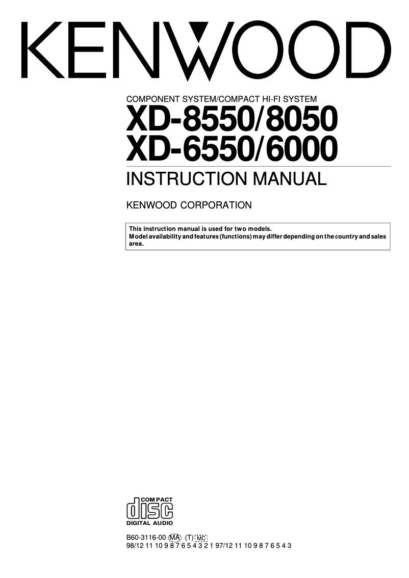 Page n°1 - Manuel utilisateur Kenwood XD-6000