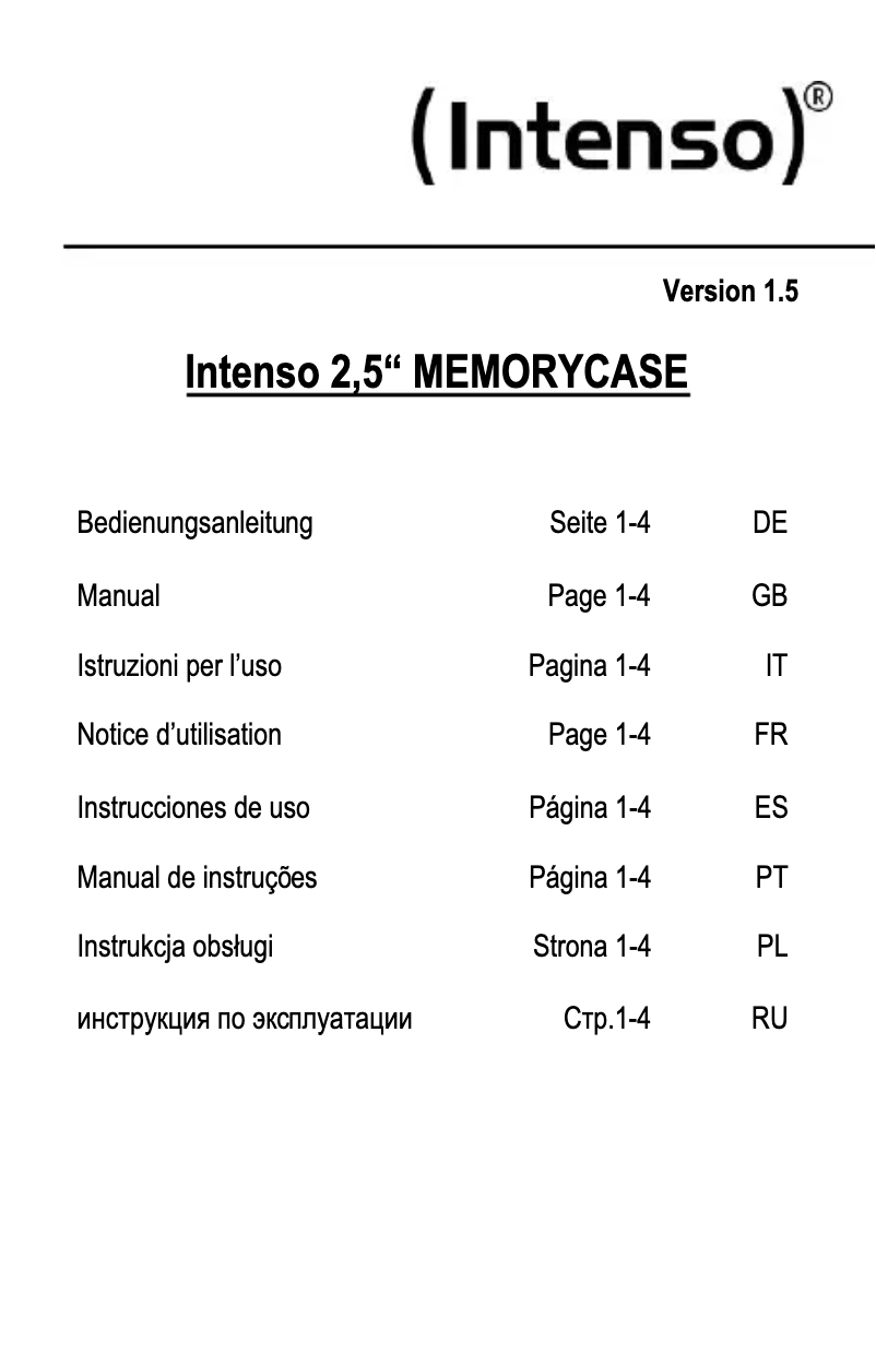 Page 1 de la notice Manuel utilisateur Intenso 2.5" Memoy Case