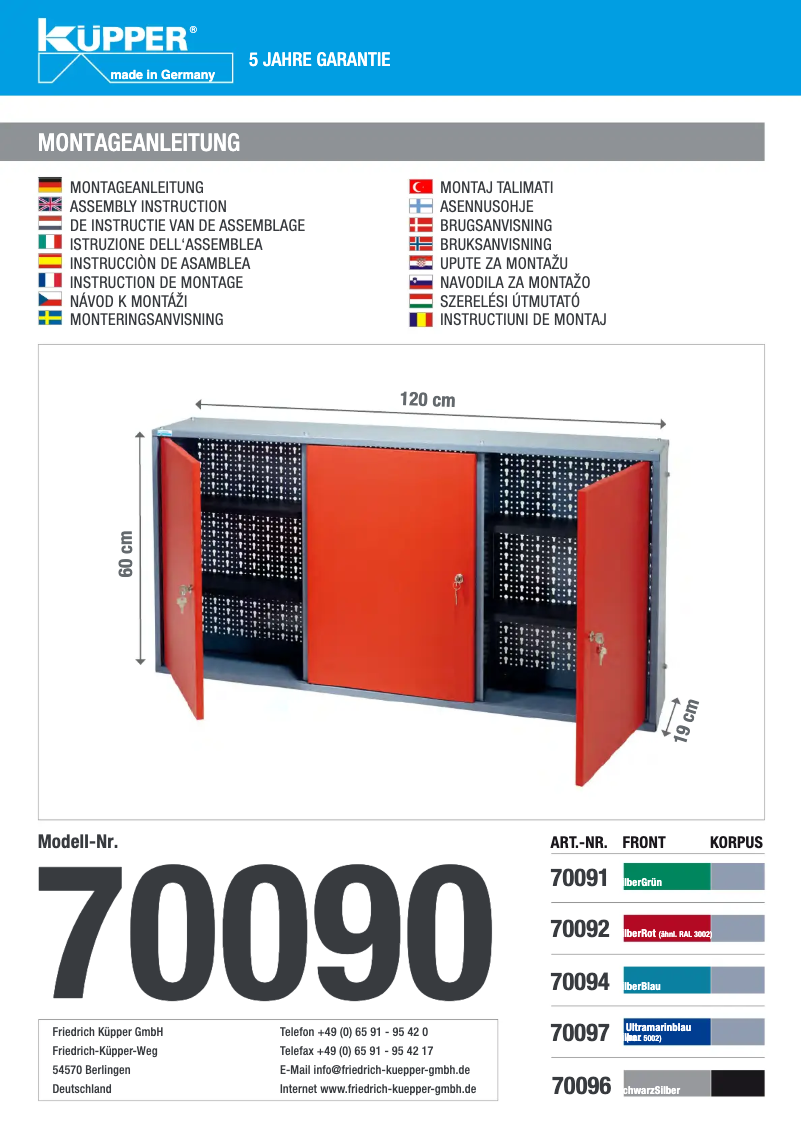 Page 1 de la notice Manuel utilisateur Küpper 70097