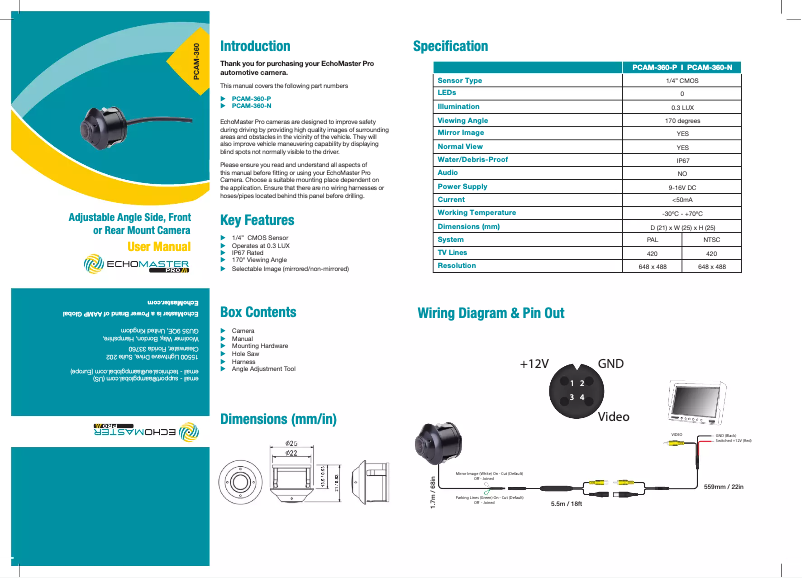 Page 1 de la notice Manuel utilisateur EchoMaster PCAM-360