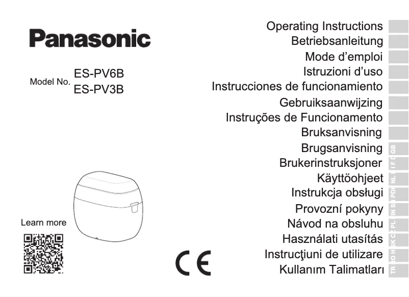 Page 1 de la notice Manuel utilisateur Panasonic ES-PV6B