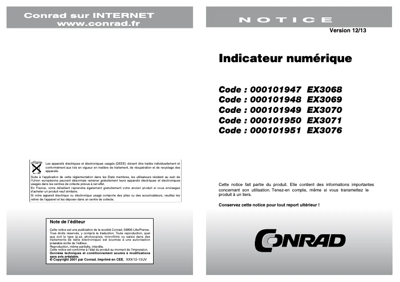 Page n°1 - Manuel utilisateur Beckmann & Egle EX3069