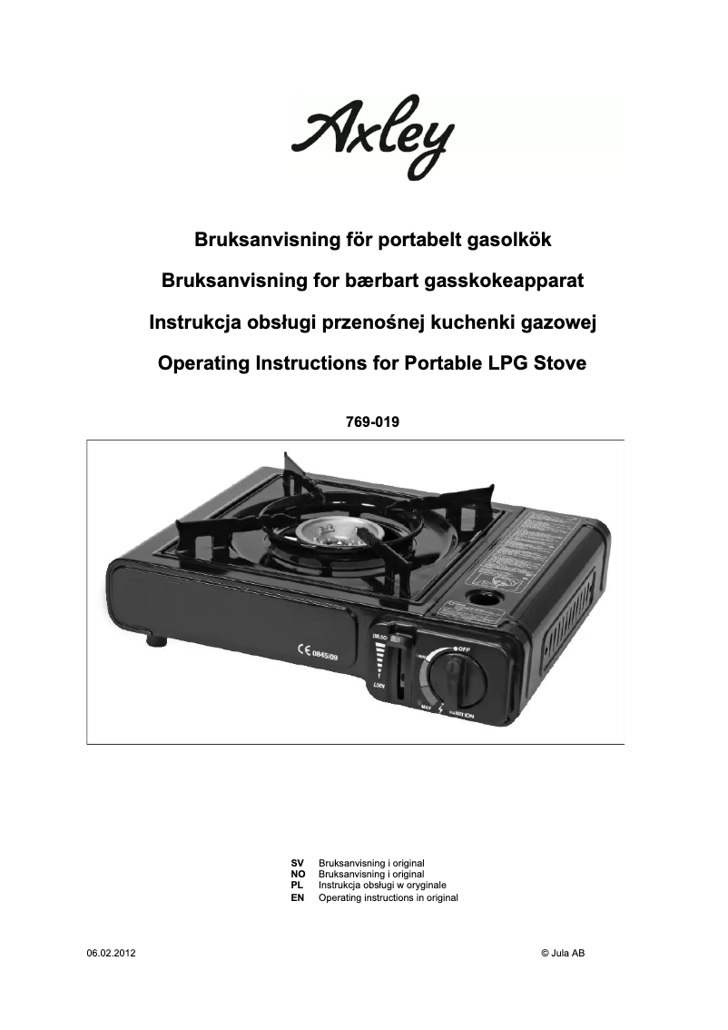 Page n°1 - Manuel utilisateur Axley 769-019